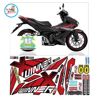 Tem rời xe winner X đỏ trắng dán xe đen nhám