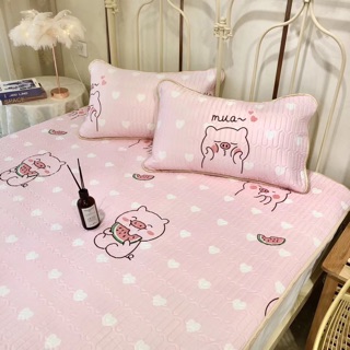 CHIẾU ĐIỀU HOÀ CAO SU NON TENCEL MẪU LỢN HỒNG ( mẫu mới )