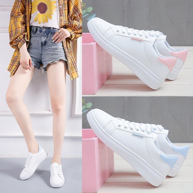 Giày Sneaker Màu Trơn Cột Dây Thoải Mái Cho Nữ