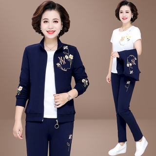 Bộ quần áo thể thao tay dài thời trang xuân thu 2020 thích hợp cho phụ nữ tuổi trung niên
