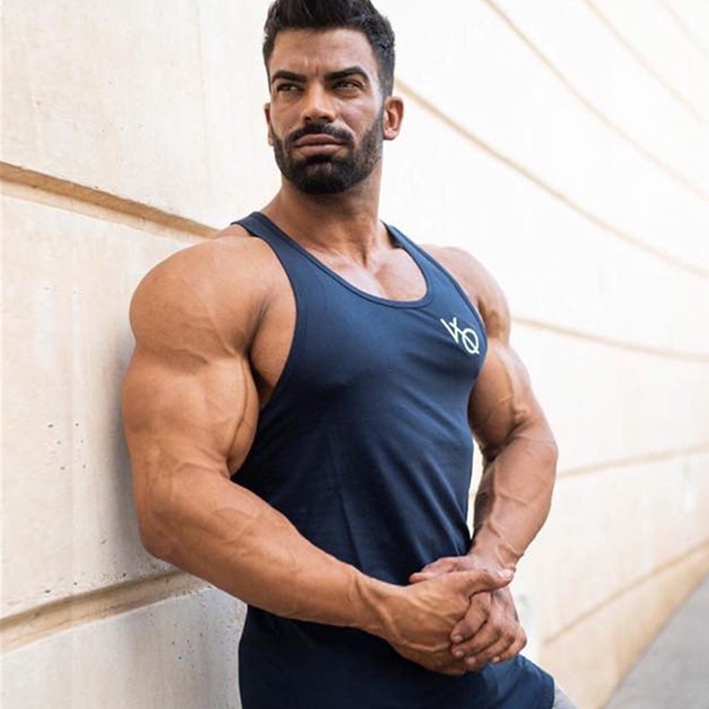 VQ Men's Cotton Sporty Vest Stretch Causal Plus Size Tank Tops 8 Colors