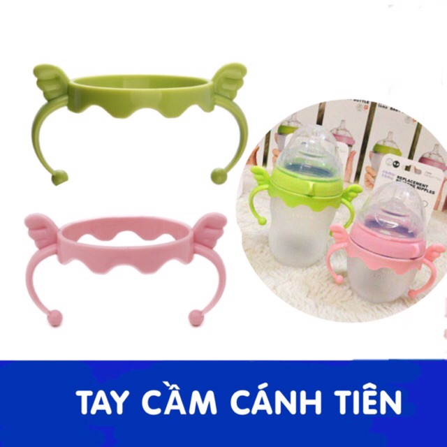 Tay cầm cánh tiên bình sữa Silicon cổ siêu rộng