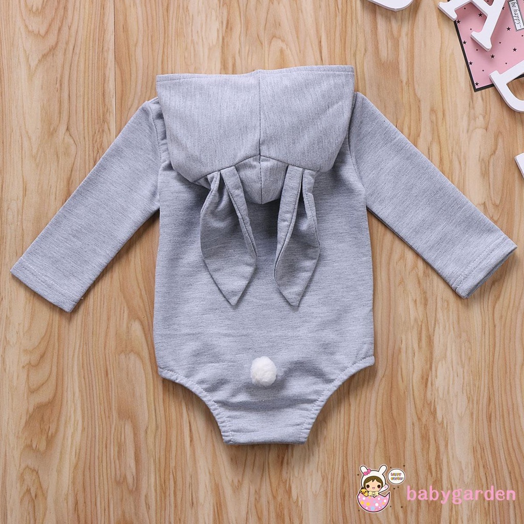 Áo Liền Quần Có Mũ Trùm Đầu Tai Thỏ Đáng Yêu Cho Bé Sơ Sinh