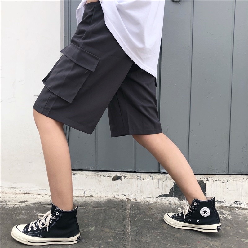 Quần short kaki túi hộp nam nữ Bigsize form rộng