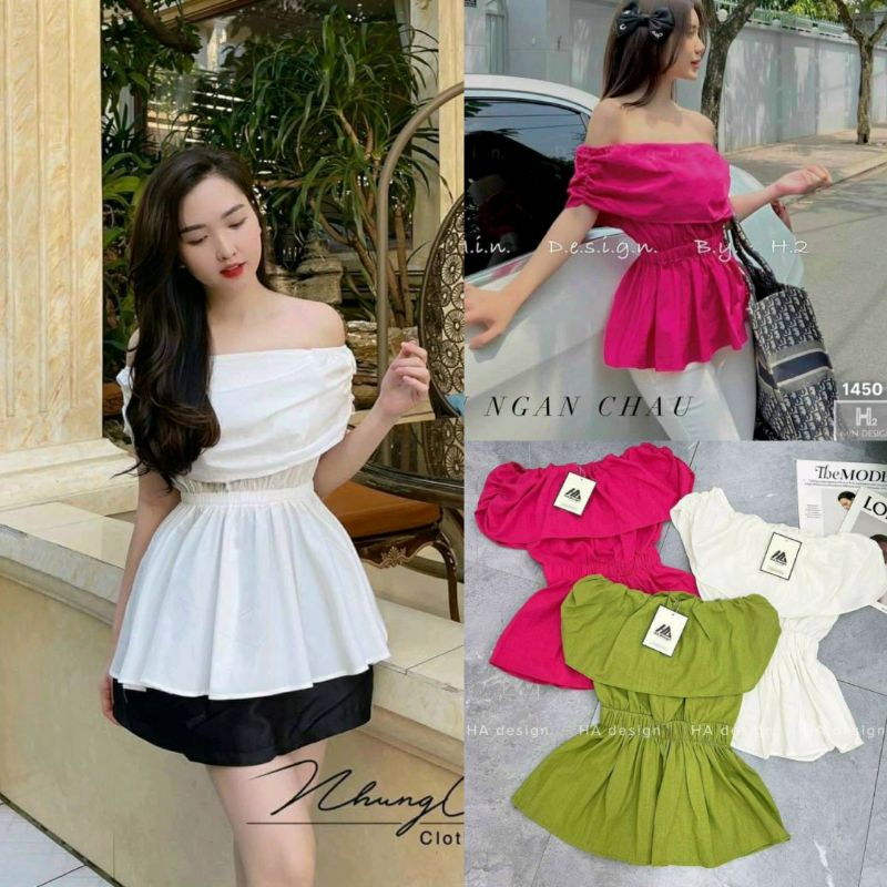 Áo Nữ Trễ Vai Lụa Thời Trang Diện Đi Chơi