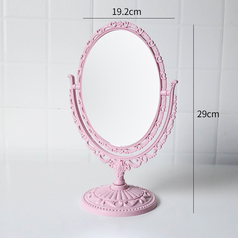Gương để bàn công chúa màu hồng vintage MIROHOME