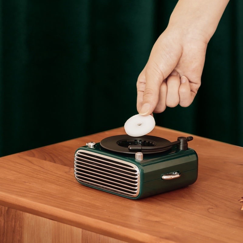 Loa Bluetooth mini hình đĩa than D10 solo phong cách retro châu Âu
