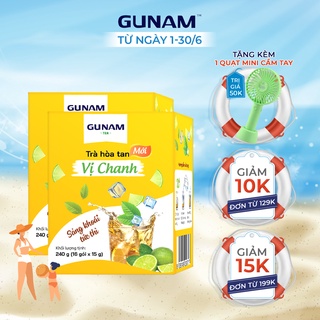 [Tặng quạt Mini] Combo 2 hộp Trà chanh GUNAM (hộp 16 gói x 15g)