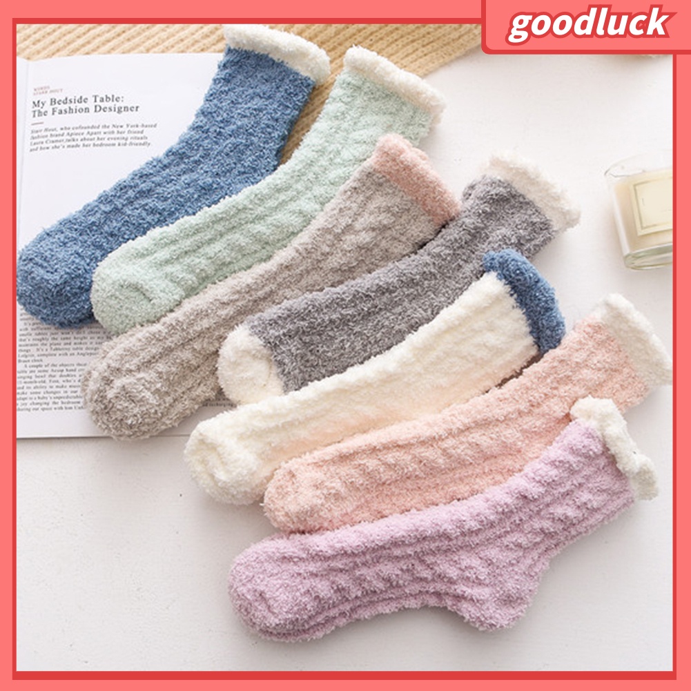 [GOODLUCK] Vớ Lông Cừu San Hô Dày Giữ Ấm Mùa Đông Cho Nữ