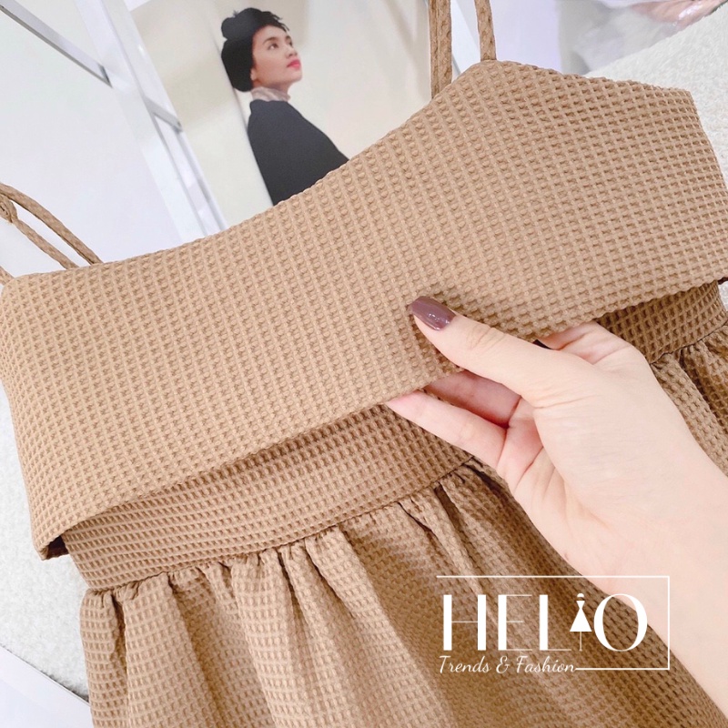 Đầm babydoll 2 dây nơ lưng _ Nude _HE279