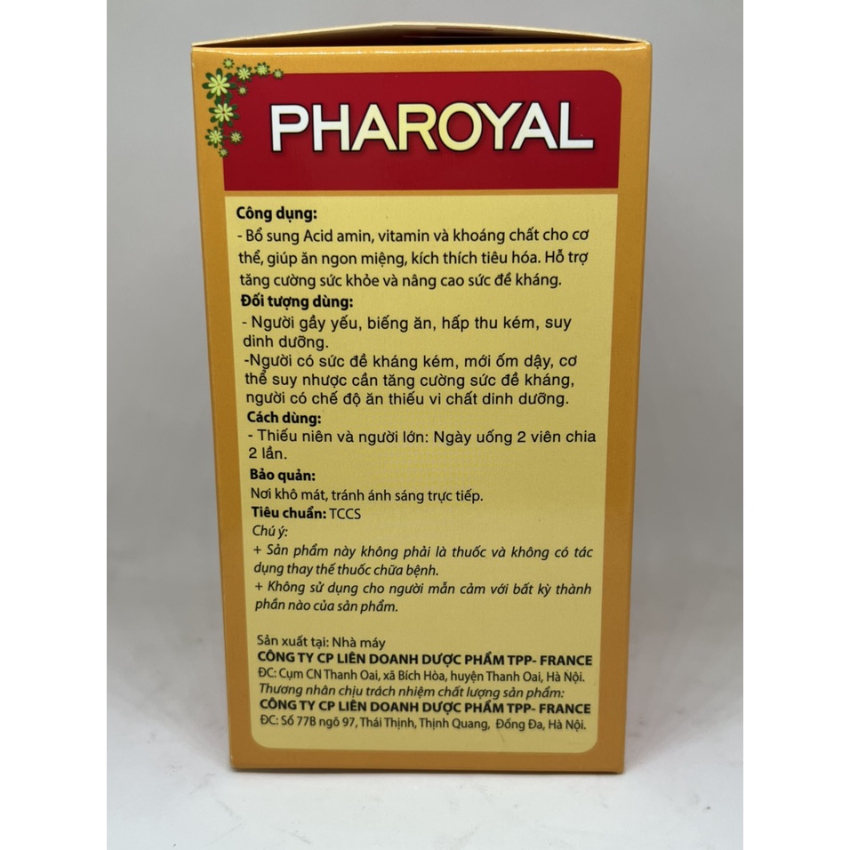 Viên Uống Pharoyal Hỗ Trợ Tăng Sức Đề Kháng, Tăng Tiêu Hóa, Kích Thích Ăn Ngon Miệng