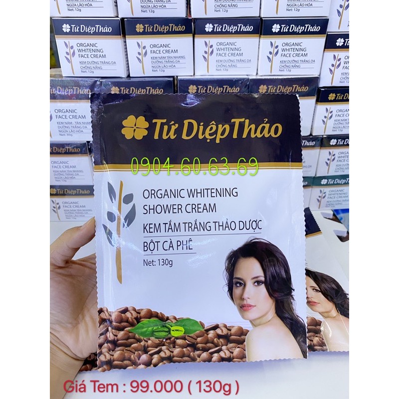 Kem Tắm Trắng Thảo Dược Bột Cà Phê 130g TỨ DIỆP THẢO