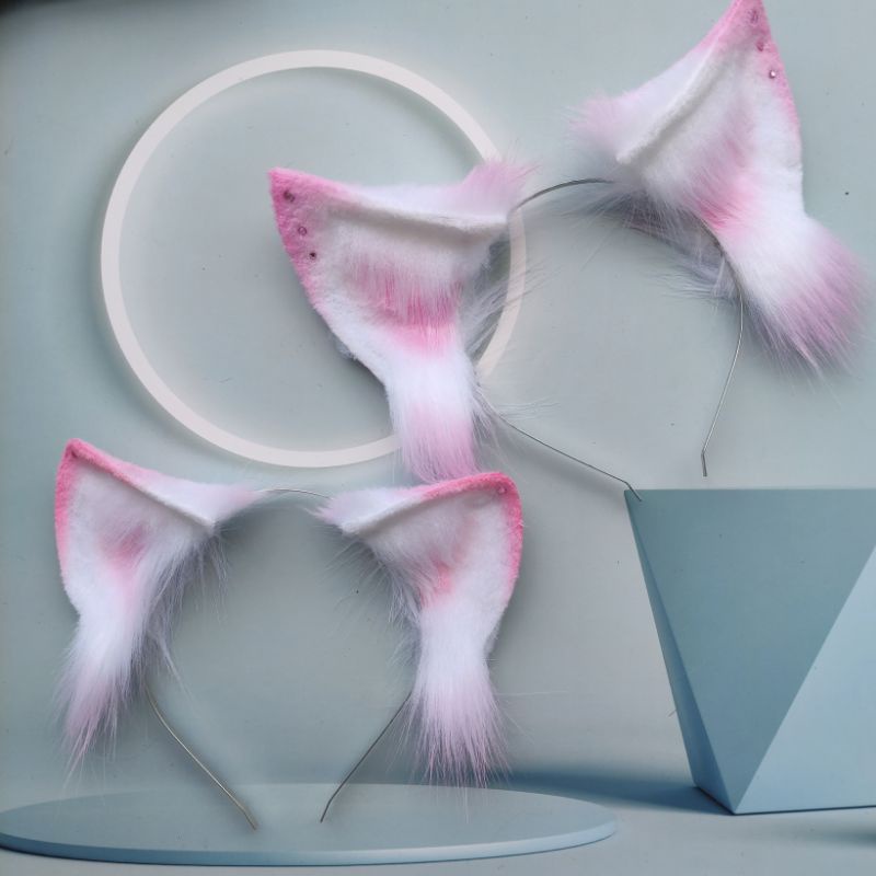 [Nhiều màu] Cài tóc hoá trang hình tai mèo và cáo màu ombre có đính đá | BigBuy360 - bigbuy360.vn