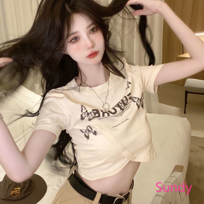 Áo Thun Tay Ngắn Cổ Tròn In Họa Tiết Thời Trang Mùa Hè Cho Nữ