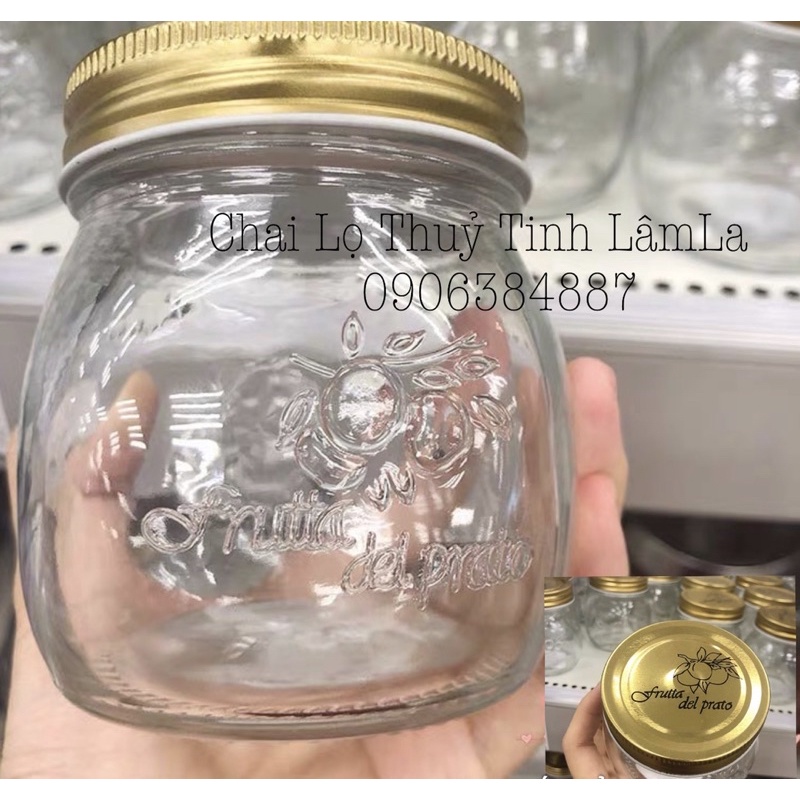 Hũ Thủy Tinh Hoa Rơi Nắp Nhôm Vàng 300ml 500ml | Đựng Thực Phẩm , Mứt , Sữa Chua Trái Cây