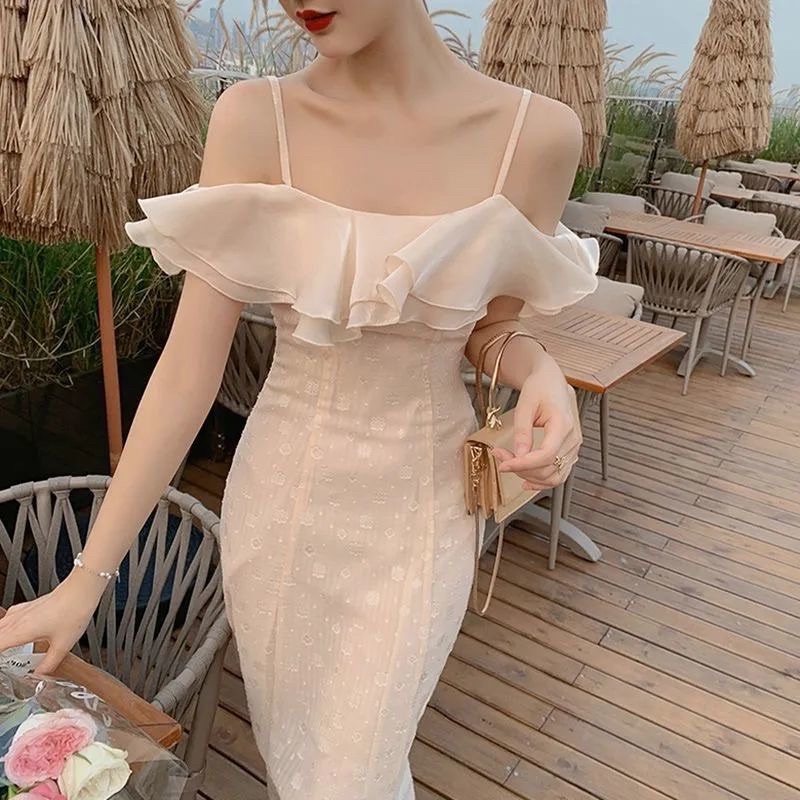 Váy hai dây trễ vai dáng dài đuôi cá siêu xinh- Hàng cao cấp