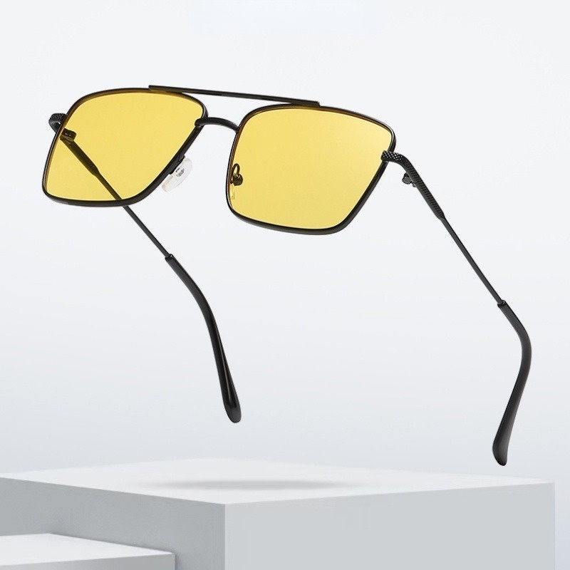 (JIUERBA) Kính Râm Gọng Vuông Đôi Bằng Kim Loại Thời Trang Mùa Hè Phong Cách Retro Oversized