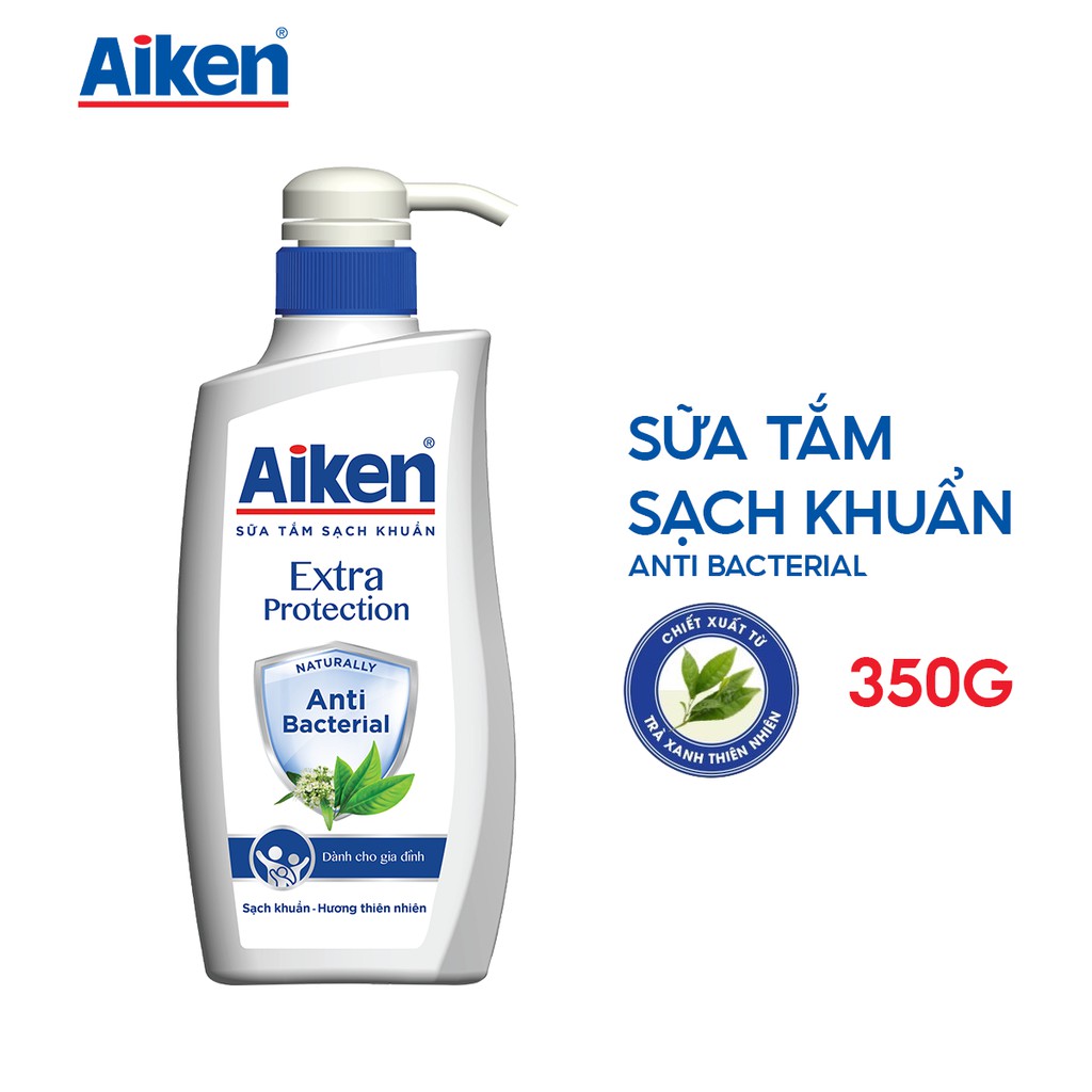 Sữa tắm Sạch khuẩn Aiken Chiết Xuất Trà Xanh Thiên Nhiên 350g / chai