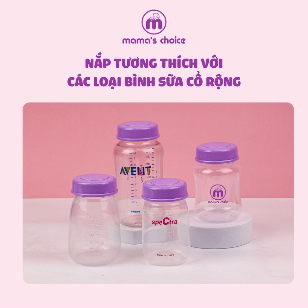 Nắp đậy bình sữa cổ rộng Mama's Choice (1 cái) | Dùng cho bình trữ sữa Avent, Spectra, Rozabi, Cimilre, Concung, Sanity
