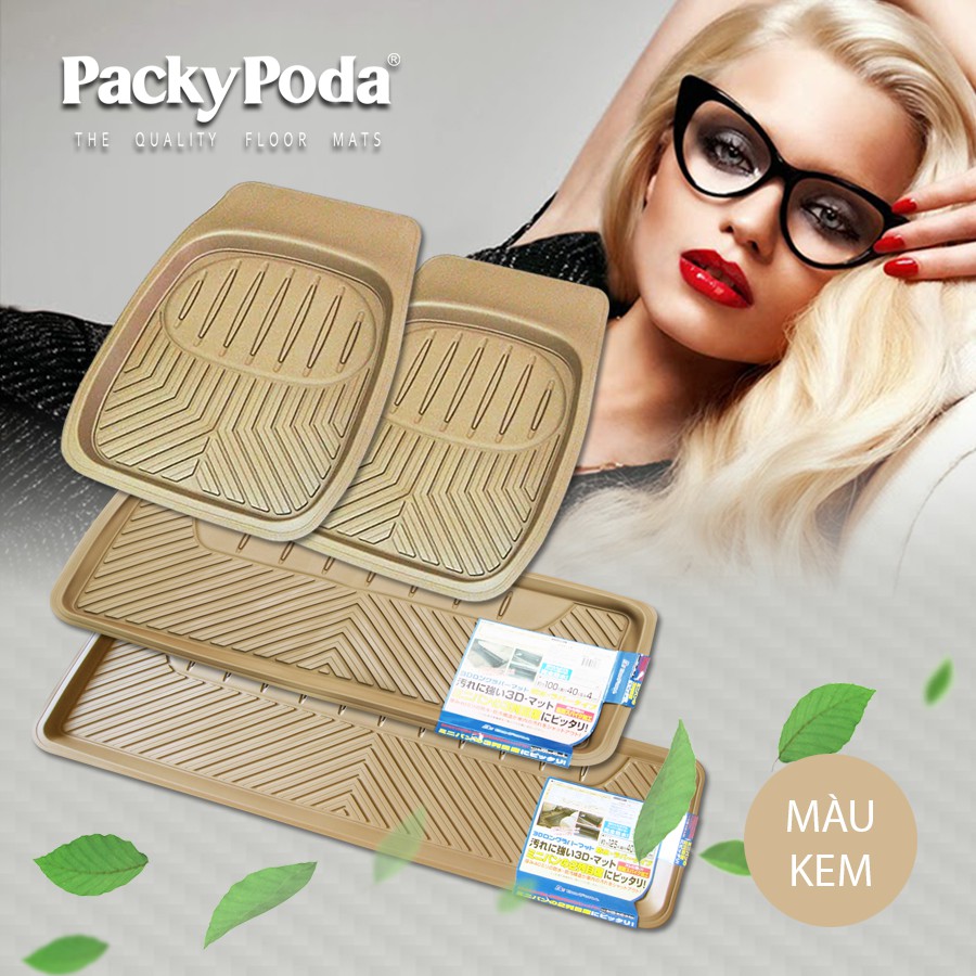 [Mã INCU300 giảm 10% đơn 499K] Bộ Thảm Lót Sàn Ô Tô PACKY PODA 5600F57005800 Màu Đen 7 Chỗ Nhập Khẩu Chính Hãng