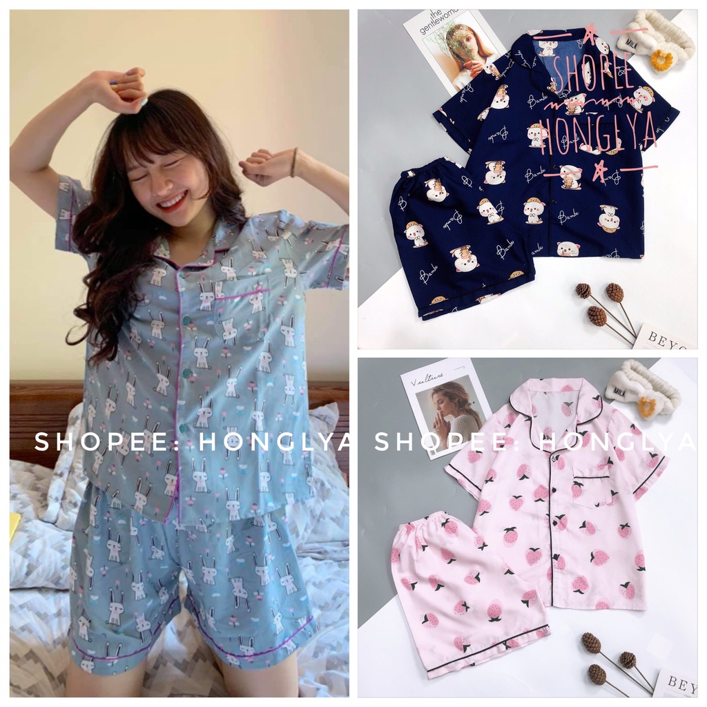 Màu mới Bộ ngủ Pijama quần cộc áo cộc chất kate thái hot hit, bộ PIZAMA bộ PYJAMA