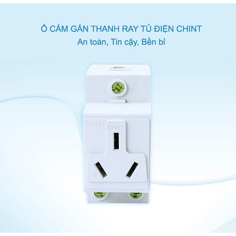 Ổ cắm 3 chấu gắn thanh ray tủ điện có nắp đậy CHINT AC30-124