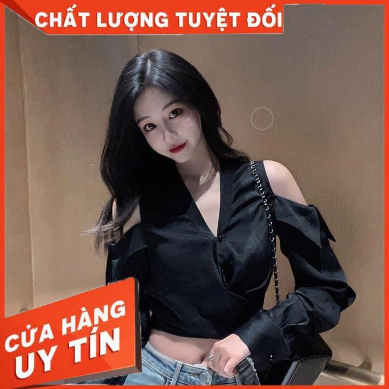 [SANG TRỌNG] -  Áo Sơ Mi Khoét Hở Vai Thắt Dây Eo Chất Lụa Mịn Mát Thích Hợp Mặc Đi Tiệc Đi Chơi Đi Dạo