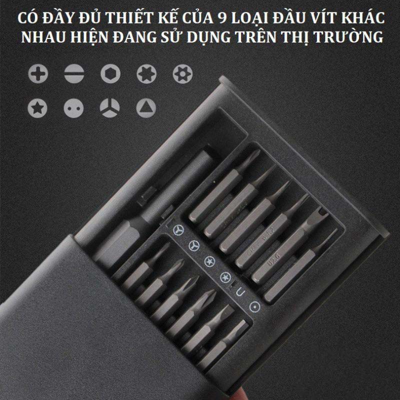 [Giá hủy diệt] Bộ tua vít đa năng mini 24 đầu chất liệu thép từ tính cao cấp sửa chữa máy móc, điện tử cỡ nhỏ