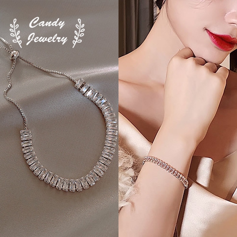 Vòng tay MANYUE đính đá zircon màu kẹo có thể điều chỉnh xinh xắn cho nữ