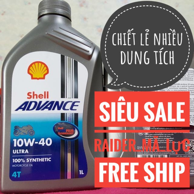 Shell Advance Ultra 10w40 nhớt Tổng Hợp Toàn Phần cao cấp