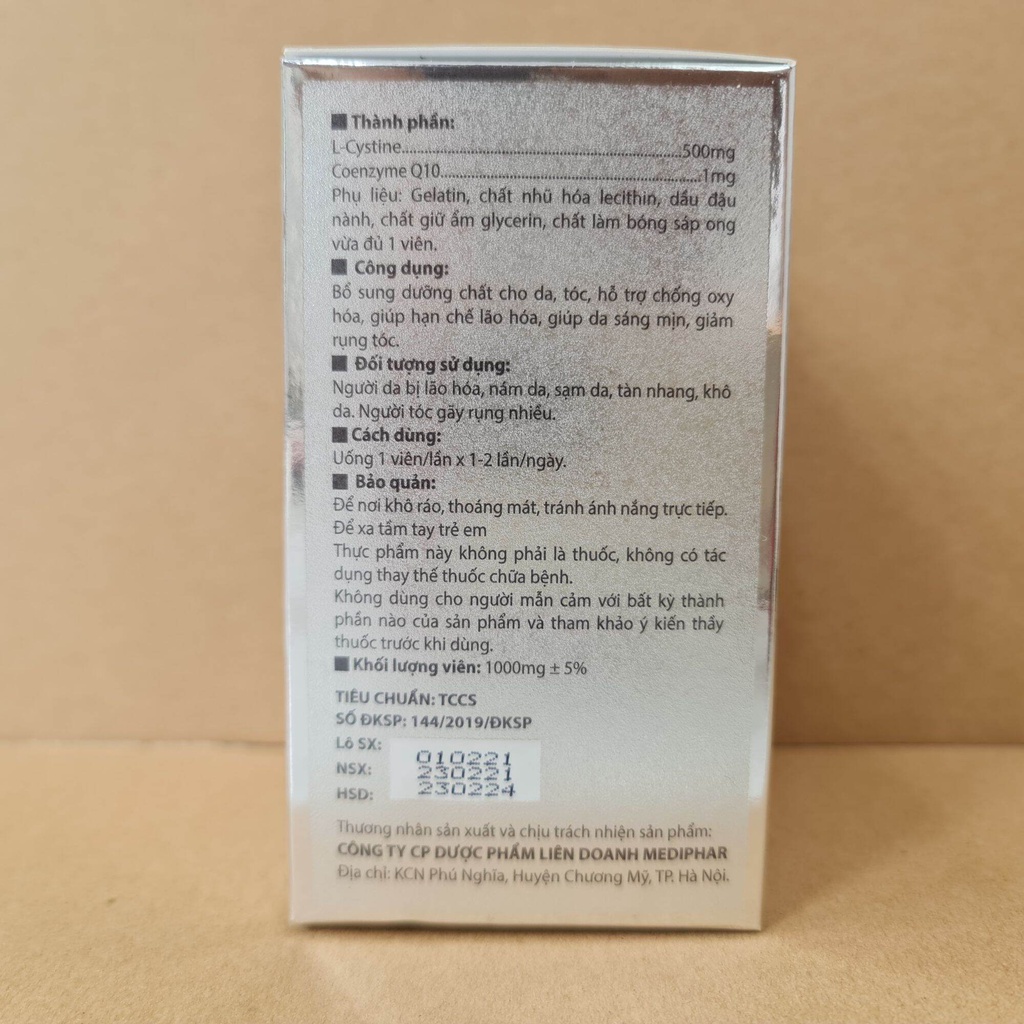 Viên uống L-CYSTINE USA PHARMA  ngăn ngừa rụng tóc, nám, tàn nhang - Hộp 60 viên -biboshop.nt