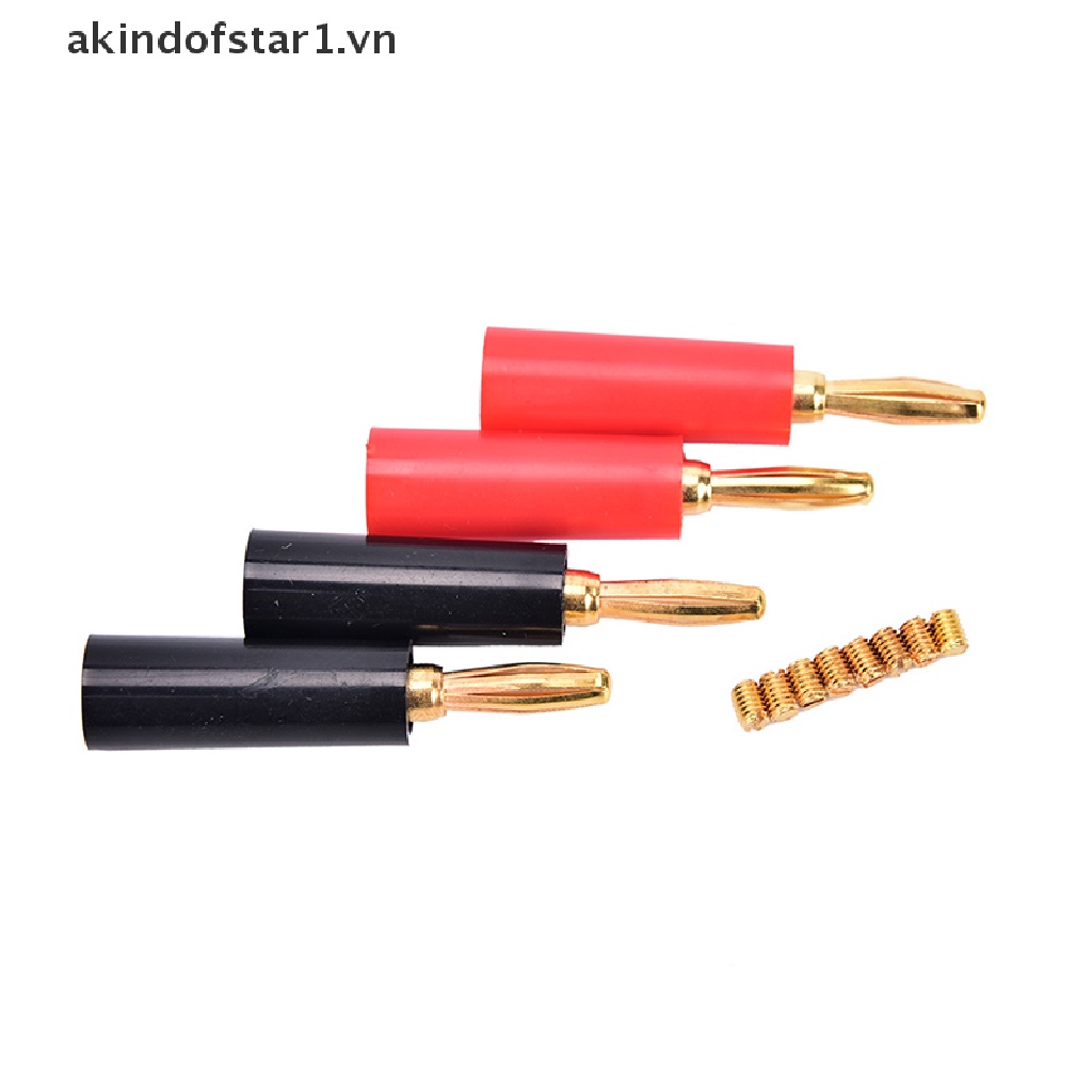 Set 4 Đầu Cắm Bắp Chuối Mạ Vàng 4mm Cho Loa