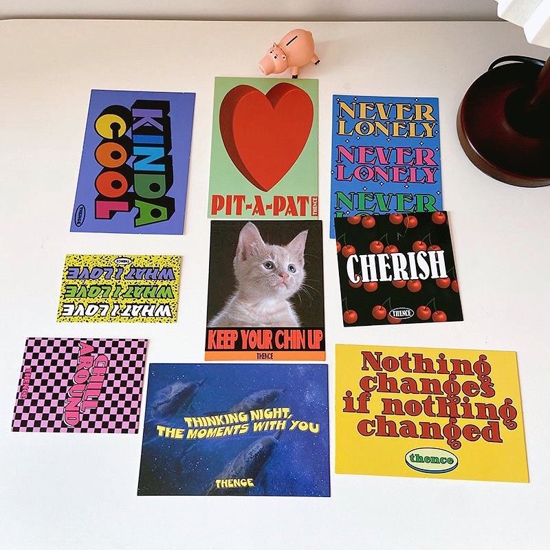 Set 9 Postcard Hình Mèo và Chữ