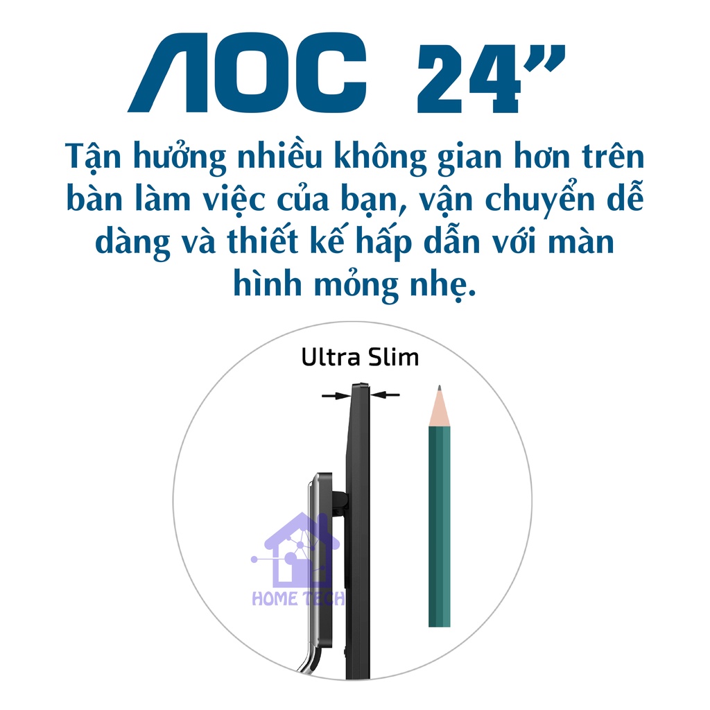 Màn Hình Máy Tính AOC 24B2XHM/74 24inch LED IPS - 16.7 Triệu Màu, 75Hz (HDMI),60Hz (VGA)  [Chính Hãng Bảo Hành 2 Năm] | BigBuy360 - bigbuy360.vn