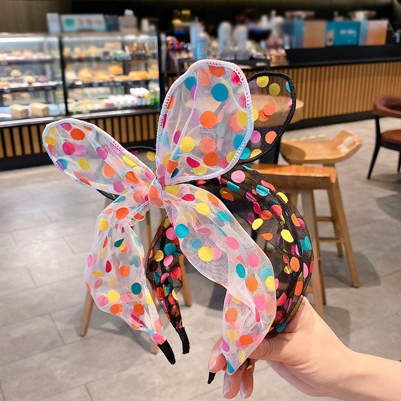 bờm tóc chấm bi kẹp tóc sét 3 họa tiết cho chị em phụ nữ phong cách hàn xẻng