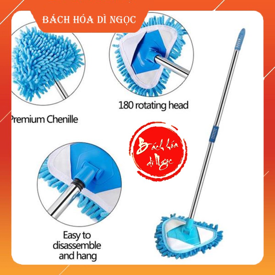 CHỔI LAU ĐA NĂNG HÌNH TAM GIÁC XOAY 180 ĐỘ DÀI 70-90 CM PHÙ HỢP CHO KHOẢNG KHÔNG CÓ GÓC CẠNH KHÓ TIẾP CẬN