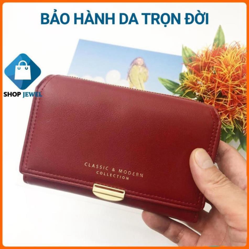 tuan0022 Ví Cầm Tay Nữ, Ví Cầm Tay Nữ Mini CLASSIC & MORERN Kết Hợp Khóa Bấm Và Khóa Kéo Shop Jewel tuan0022