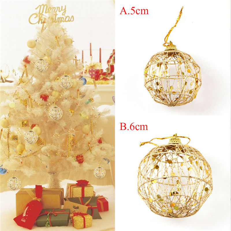 6Pcs/Set Christmas Tree Hollow Ball /5cm/6cm Xmas Gold Ball Hanging Decoration/Party Festival Ornaments Home Decor Ornament