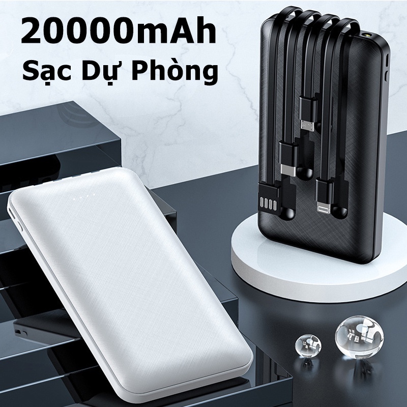 Pin sạc dự phòng 20000mah type c 10W với đèn LED sạc di động cho iPhone Samsung sạc dự phòng Xiaomi