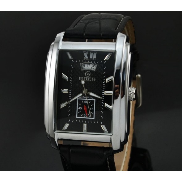 Đồng Hồ Cơ Nam T-GOER Dây Da Cao Cấp - Đồng Hồ Tự Động Thời Trang Nam Tặng Vòng Tay Phong Thủy