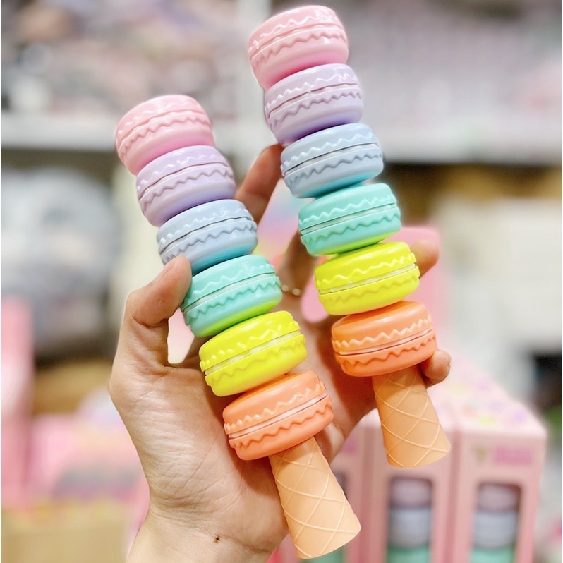 Bút dạ quang mẫu bánh macaroon kiểu dáng dễ thương, bút dạ quang cute trang trí, đánh dấu bài học