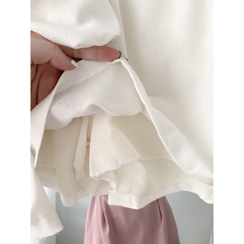 Set áo blazer croptop tay ngắn và chân váy nữ xòe trơn năng động – Da Nâu Vintage