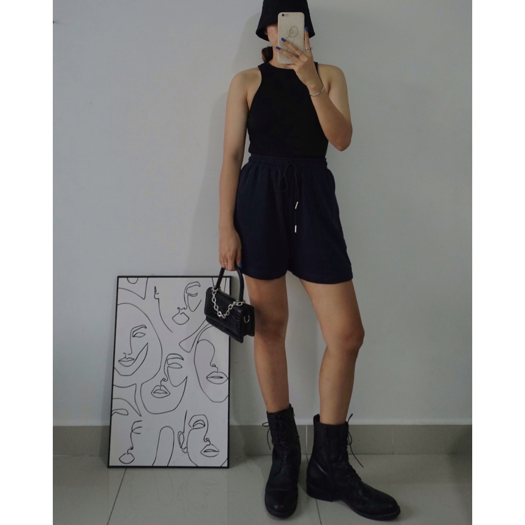 Quần Short Lưng Thun Ống Suông Ulzzang Cotton Nỉ Resty | BigBuy360 - bigbuy360.vn