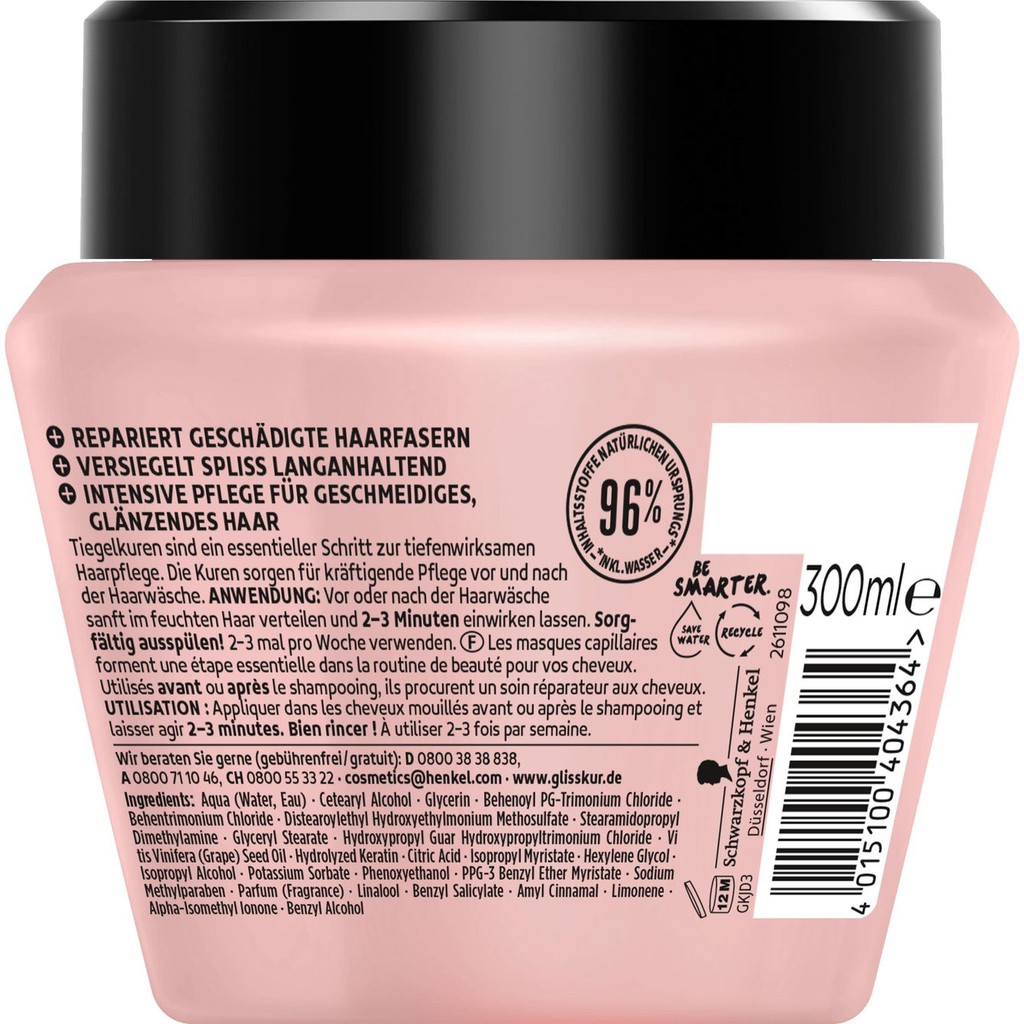 Ủ Tóc Gliss Kur Các Màu cho mọi loại tóc, 300ml | BigBuy360 - bigbuy360.vn