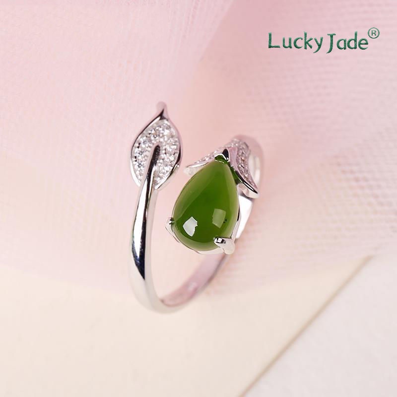 Nhẫn Mạ Bạc 925 18K Đính Đá Ngọc Bích Thời Trang Cho Nữ