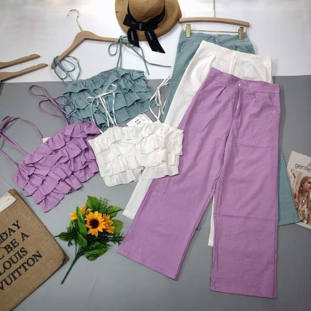 Bộ đũi 2 dây bèo quần ống suông