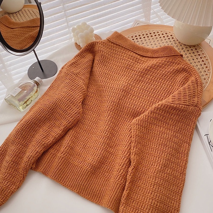 NUZIRO  Áo sweater  dệt kim thiết kế thời trang theo phong cách retro tùy chọn màu sắc