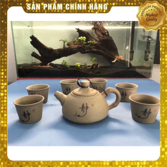 BỘ ẤM TRÀ NHAM SA CAO CẤP - CHỮ TĨNH - 1 ẤM 6 CHÉN cam kết hàng đẹp