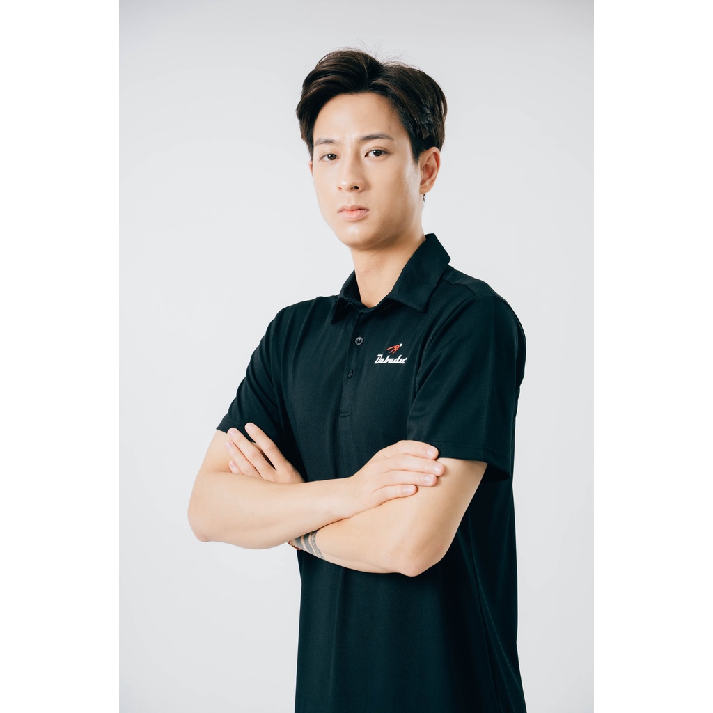 ÁO CẦU LÔNG POLO TRAINING MÀU ĐEN BUBADU CHÍNH HÃNG