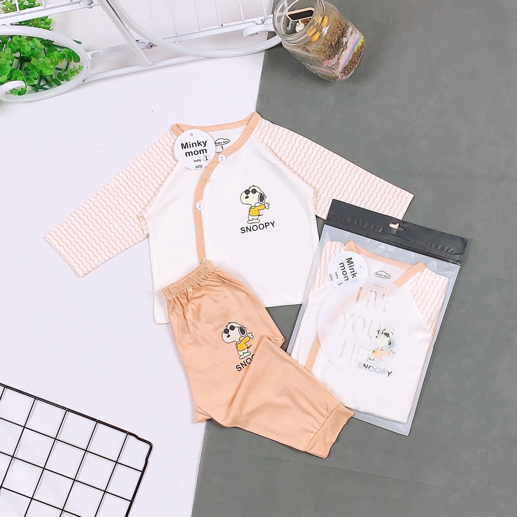 Bộ Quần Áo Sơ Sinh Cài Chéo Minky Mom